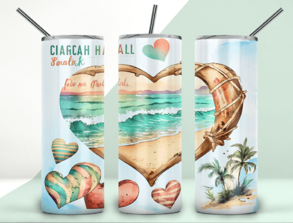 Download Retro Beach Heart Tumbler Design 20oz - Premium Resources