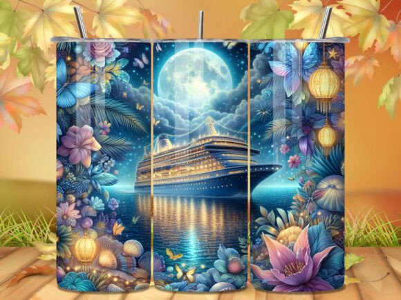 Download Moonlight Cruise Ship Ocean Tumbler Wrap - Ocean tumbler wrap Collection
