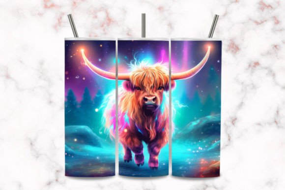 Download Neon Color Cow 20oz Tumbler Wrap Design - Premium Bundle